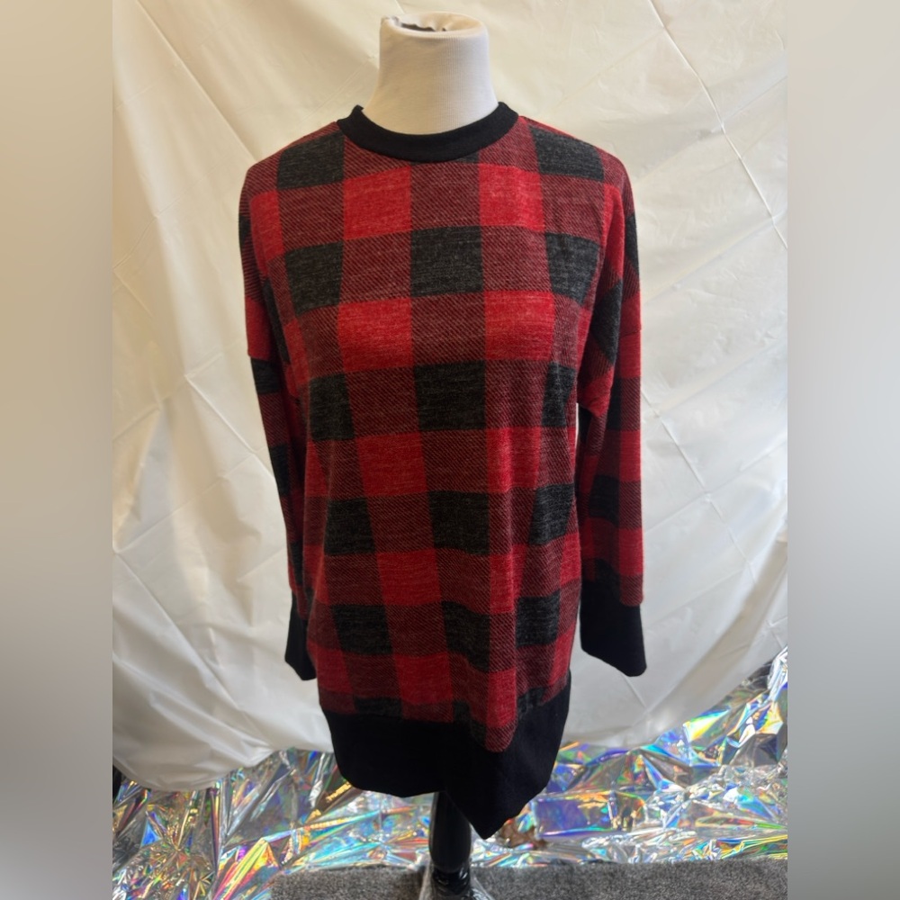 Women’s Buffalo Plaid Sweater‎ Sweet Lovely By Jen Size Large Brand New